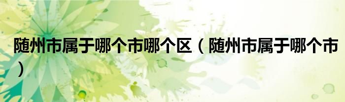 随州市属于哪个市哪个区(随州市属于哪个市)