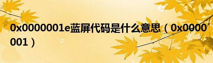 0x0000001e蓝屏代码是什么意思(0x0000001)