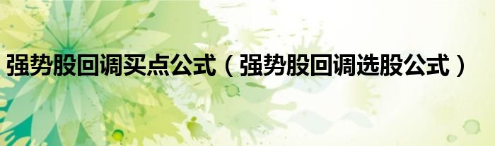 强势股回调买点公式(强势股回调选股公式)