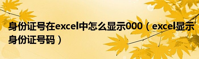 身份证号在excel中怎么显示000(excel显示身份证号码)