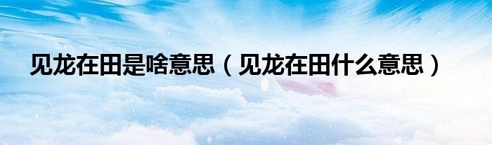 见龙在田是啥意思(见龙在田什么意思)