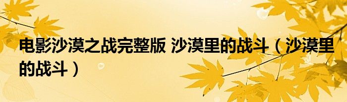 电影沙漠之战完整版 沙漠里的战斗(沙漠里的战斗)