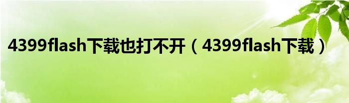 4399flash下载也打不开(4399flash下载)