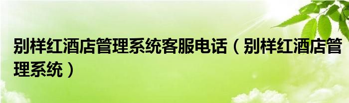 别样红酒店管理系统客服电话(别样红酒店管理系统)
