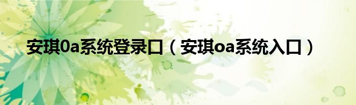 安琪0a系统登录口(安琪oa系统入口)