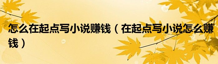 怎么在起点写小说赚钱(在起点写小说怎么赚钱)