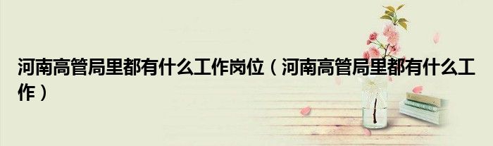 河南高管局里都有什么工作岗位(河南高管局里都有什么工作)