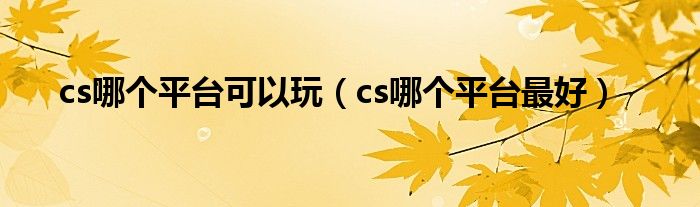 cs哪个平台可以玩(cs哪个平台最好)