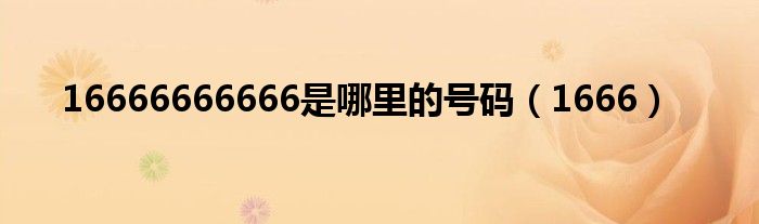 16666666666是哪里的号码(1666)