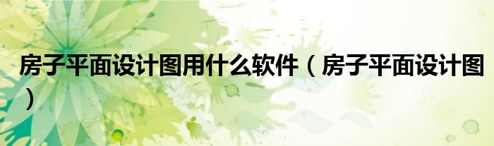 房子平面设计图用什么软件(房子平面设计图)