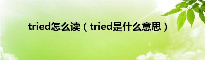 tried怎么读(tried是什么意思)