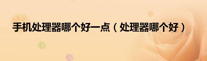 手机处理器哪个好一点(处理器哪个好)