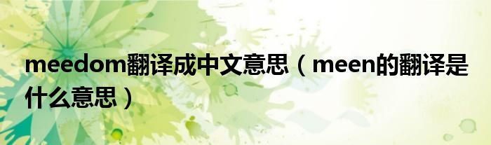 meedom翻译成中文意思(meen的翻译是 什么意思)