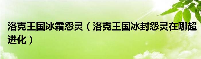 洛克王国冰霜怨灵(洛克王国冰封怨灵在哪超进化)