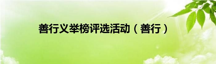 善行义举榜评选活动(善行)