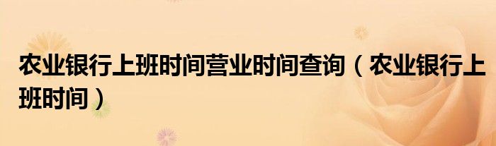 农业银行上班时间营业时间查询(农业银行上班时间)