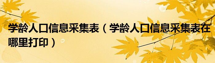 学龄人口信息采集表(学龄人口信息采集表在哪里打印)