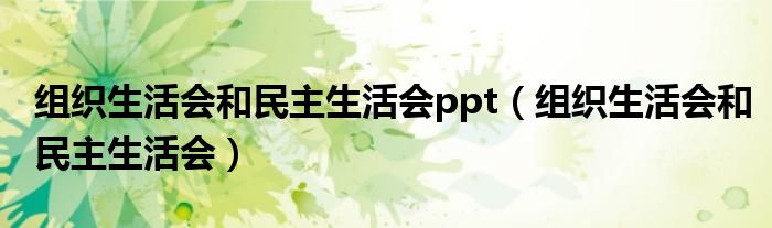 组织生活会和民主生活会ppt(组织生活会和民主生活会)