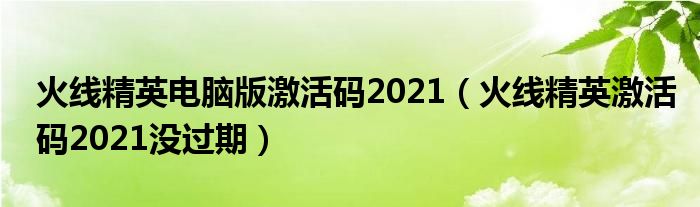 火线精英电脑版激活码2021(火线精英激活码2021没过期)
