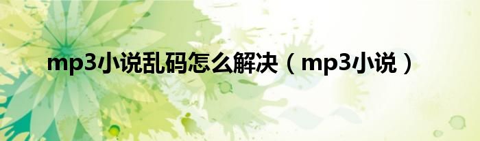 mp3小说乱码怎么解决(mp3小说)