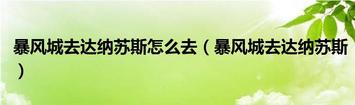 暴风城去达纳苏斯怎么去(暴风城去达纳苏斯)