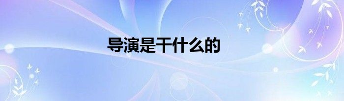 导演是干什么的