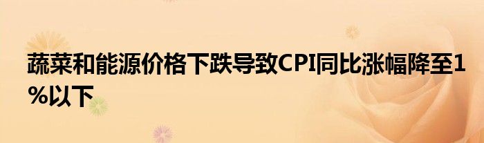 蔬菜和能源价格下跌导致CPI同比涨幅降至1%以下