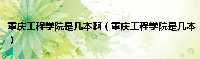 重庆工程学院是几本啊(重庆工程学院是几本)