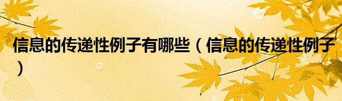 信息的传递性例子有哪些(信息的传递性例子)