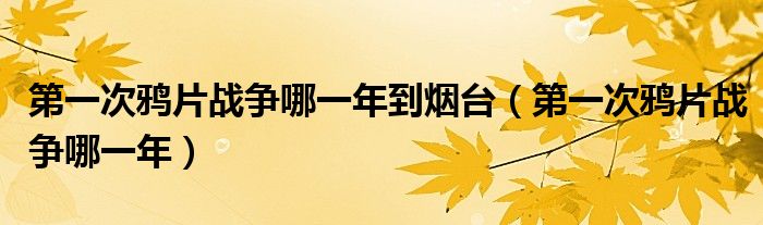 第一次鸦片战争哪一年到烟台(第一次鸦片战争哪一年)