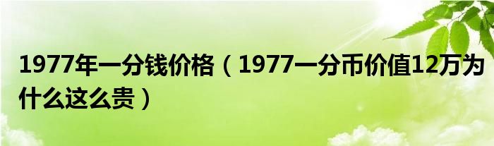 1977年一分钱价格(1977一分币价值12万为什么这么贵)