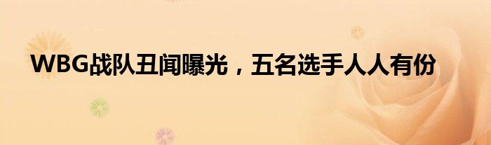 WBG战队丑闻曝光,五名选手人人有份