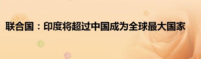联合国:印度将超过中国成为全球最大国家