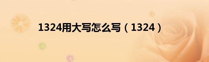 1324用大写怎么写(1324)
