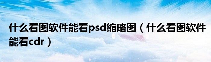 什么看图软件能看psd缩略图(什么看图软件能看cdr)