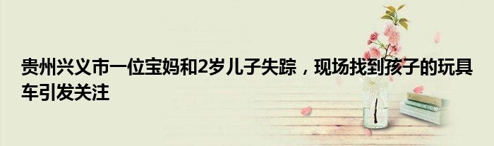贵州兴义市一位宝妈和2岁儿子失踪,现场找到孩子的玩具车引发关注