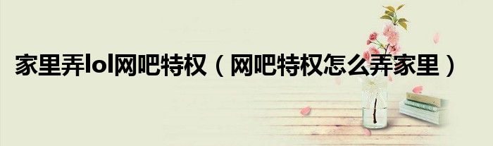 家里弄lol网吧特权(网吧特权怎么弄家里)