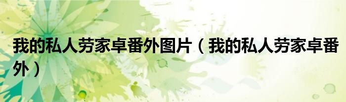 我的私人劳家卓番外图片(我的私人劳家卓番外)