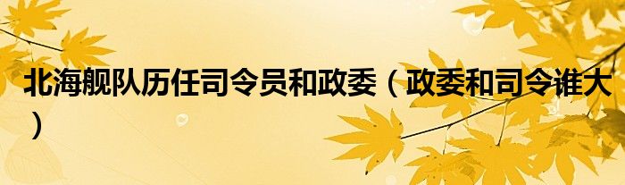 北海舰队历任司令员和政委(政委和司令谁大)
