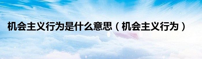 机会主义行为是什么意思(机会主义行为)