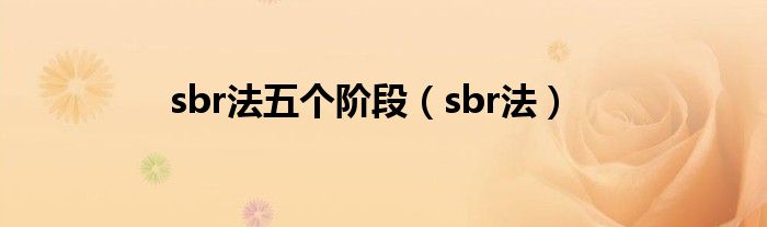 sbr法五个阶段(sbr法)
