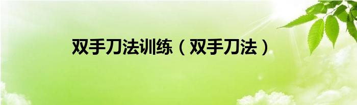 双手刀法训练（双手刀法）