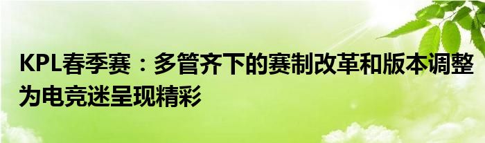 KPL春季赛:多管齐下的赛制改革和版本调整为电竞迷呈现精彩