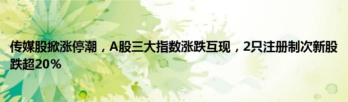 传媒股掀涨停潮,A股三大指数涨跌互现,2只注册制次新股跌超20%