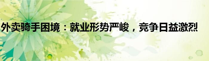外卖骑手困境:就业形势严峻,竞争日益激烈