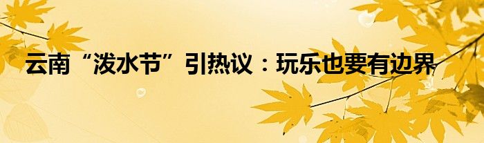 云南“泼水节”引热议:玩乐也要有边界