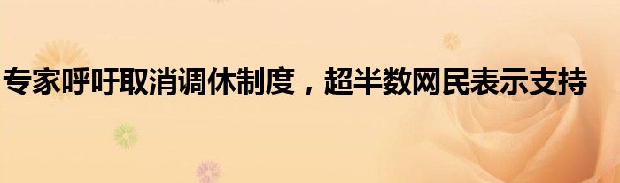 专家呼吁取消调休制度,超半数网民表示支持