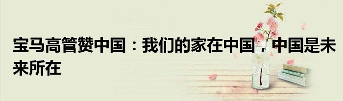 宝马高管赞中国:我们的家在中国,中国是未来所在