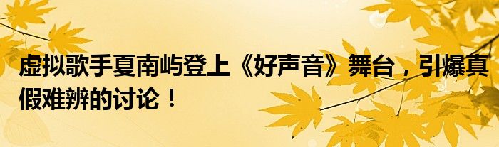 虚拟歌手夏南屿登上《好声音》舞台,引爆真假难辨的讨论!