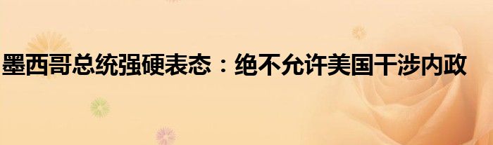 墨西哥总统强硬表态:绝不允许美国干涉内政